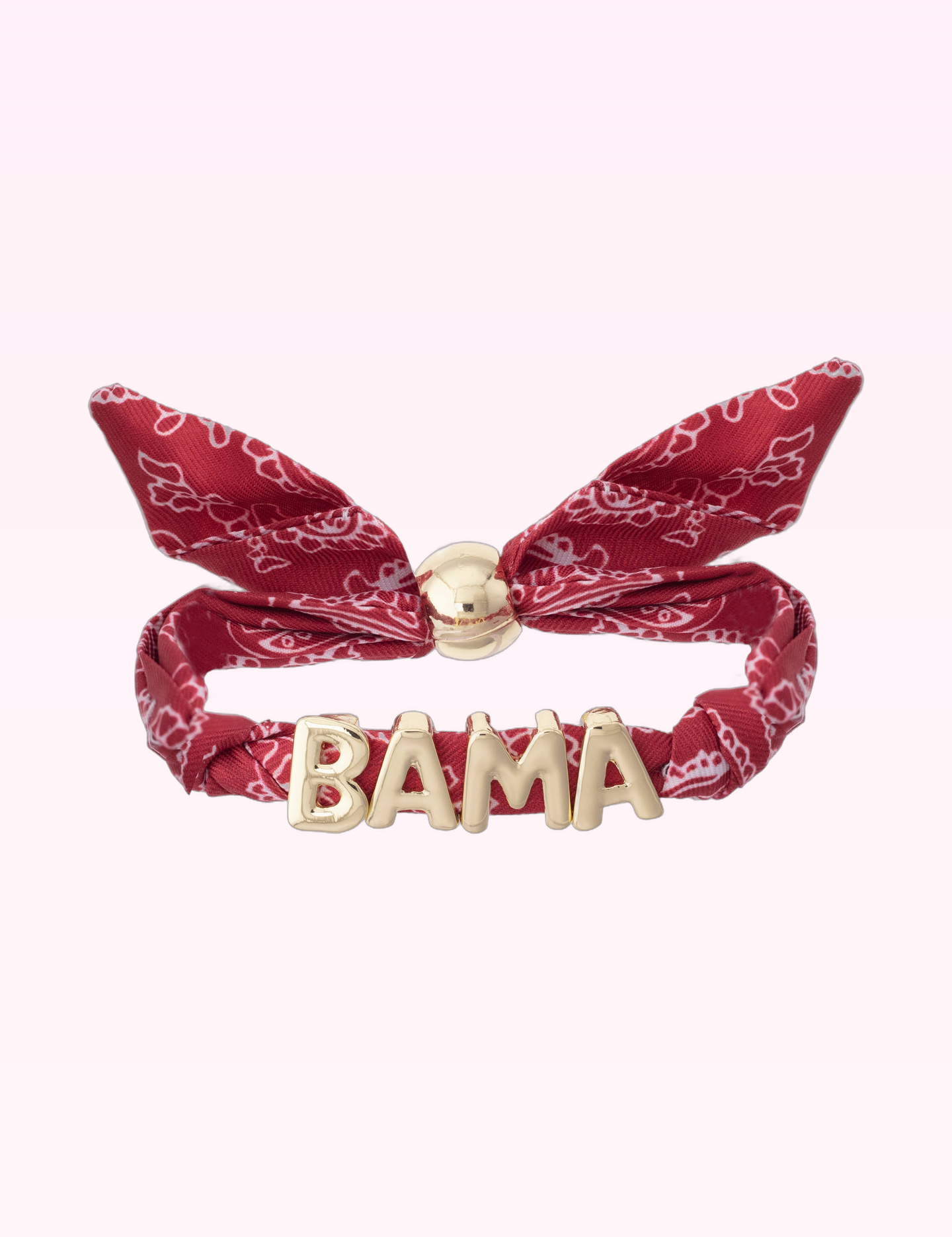 Ninety Nine Boutique super-pale pink accessory product photo: Alabama Crimson Tide Bandana Slider Bracelet (September 30, 2026)