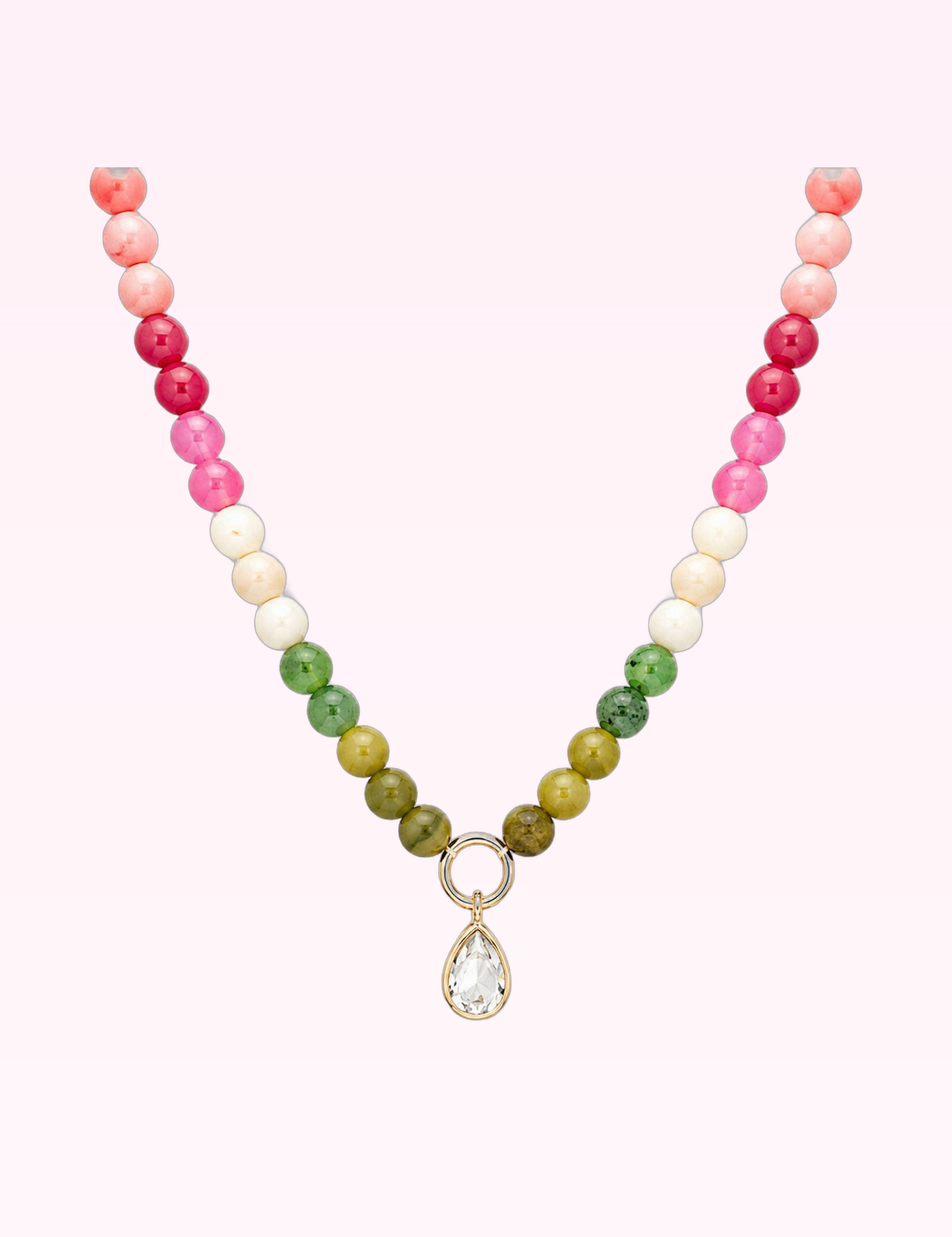 Ninety Nine Boutique super-pale pink accessory product photo: Marble Pastel Bead Teardrop Charm Necklace (September 30, 2026)