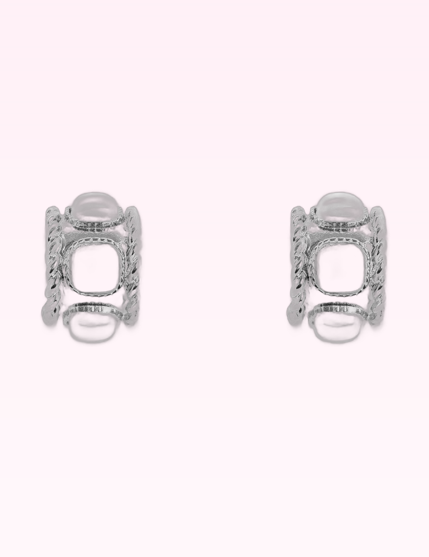 Ninety Nine Boutique super-pale pink accessory product photo: Rope Textured Square Pearl Hoop Earring (September 30, 2026)