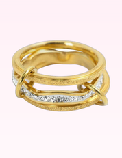 Ninety Nine Boutique super-pale pink accessory product photo: Stainless Wavy Interlocking Crystal Ring (September 30, 2026)