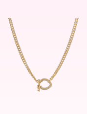 Ninety Nine Boutique super-pale pink accessory product photo: CZ Pave Chunky Horsebit Carabiner Necklace (September 30, 2026)