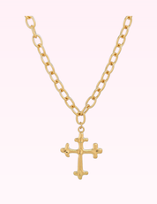 Ninety Nine Boutique super-pale pink accessory product photo: Bold Oval Chain Cross Necklace (September 30, 2026)