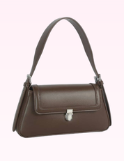 Ninety Nine Boutique super-pale pink accessory product photo: Vegan Leather Push Lock Flap Shoulder Baguette Bag (September 30, 2026)