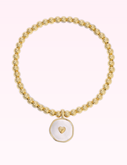 Ninety Nine Boutique super-pale pink accessory product photo: Heart Accented Shell Charm Stretch Bracelet (September 30, 2026)