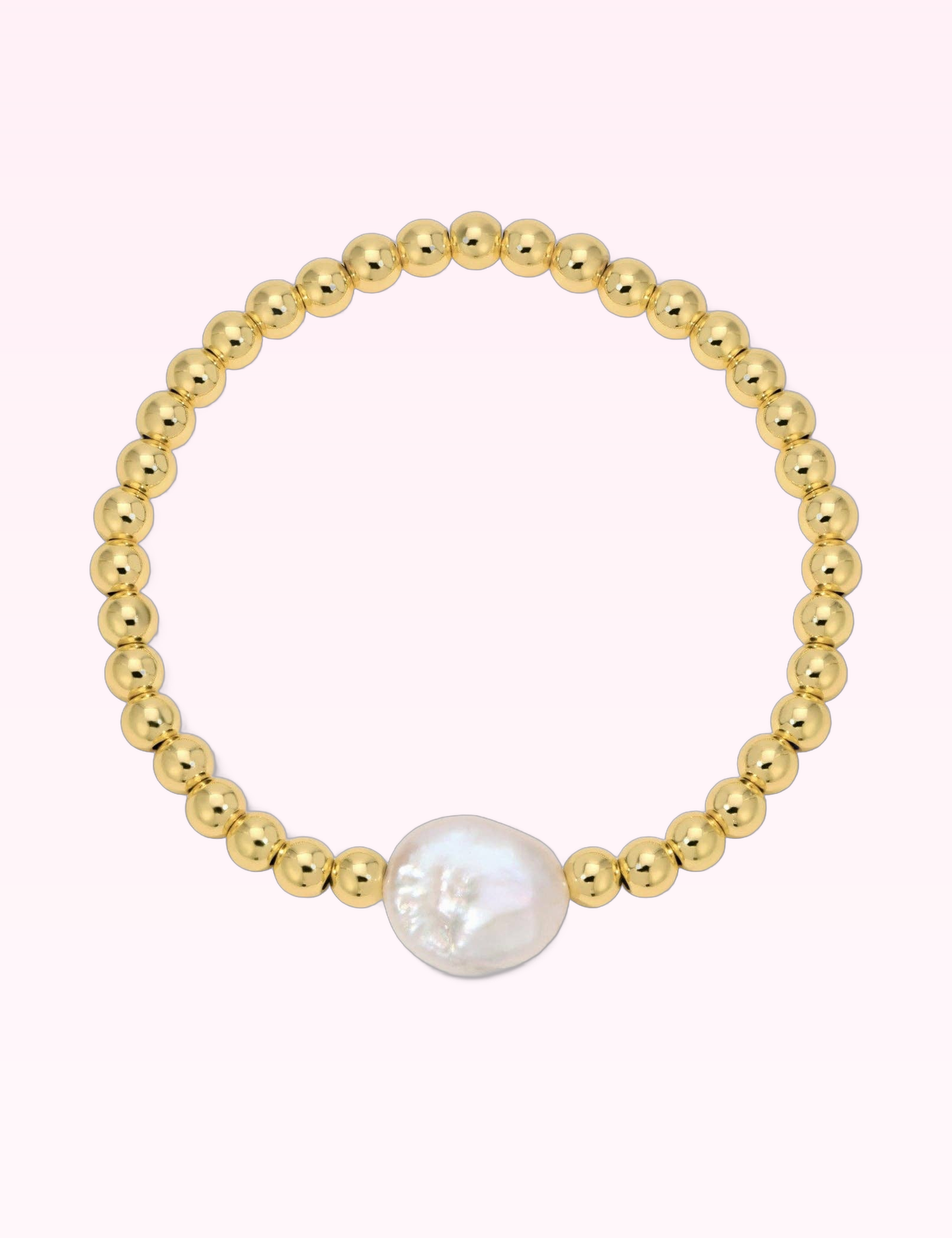 Ninety Nine Boutique super-pale pink accessory product photo: Beaded Bracelet With Baroque Pearl (September 30, 2026)