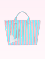 Ninety Nine Boutique super-pale pink accessory product photo: Large Striped Vinyl Tote Bags (September 30, 2026)
