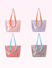 Ninety Nine Boutique super-pale pink accessory product photo: Large Striped Tote Bag w/ Shoulder Strap (September 30, 2026)