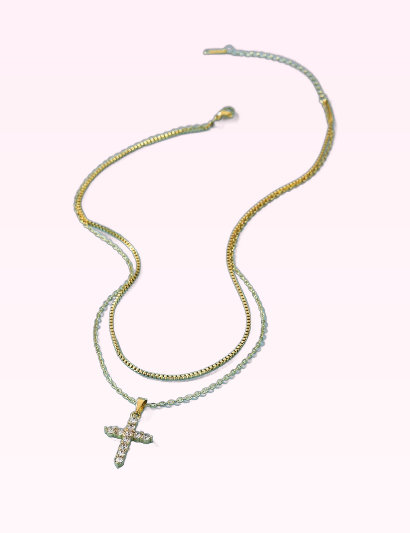 Ninety Nine Boutique super-pale pink accessory product photo: Gold Cross Layered Necklace (September 30, 2026)