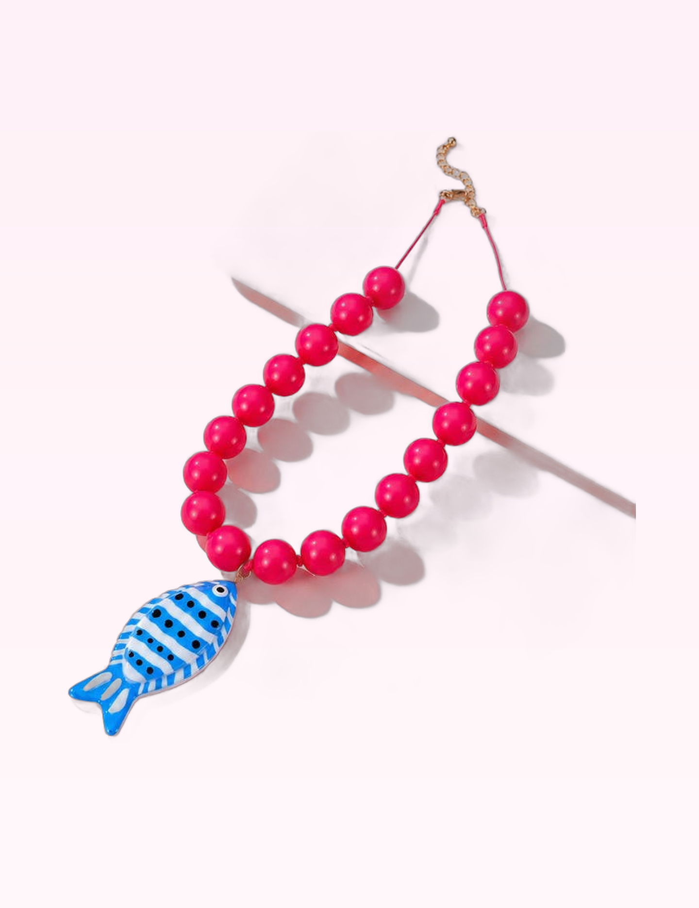 Ninety Nine Boutique super-pale pink accessory product photo: Pink Fish Pendant Beaded Necklace (September 30, 2026)