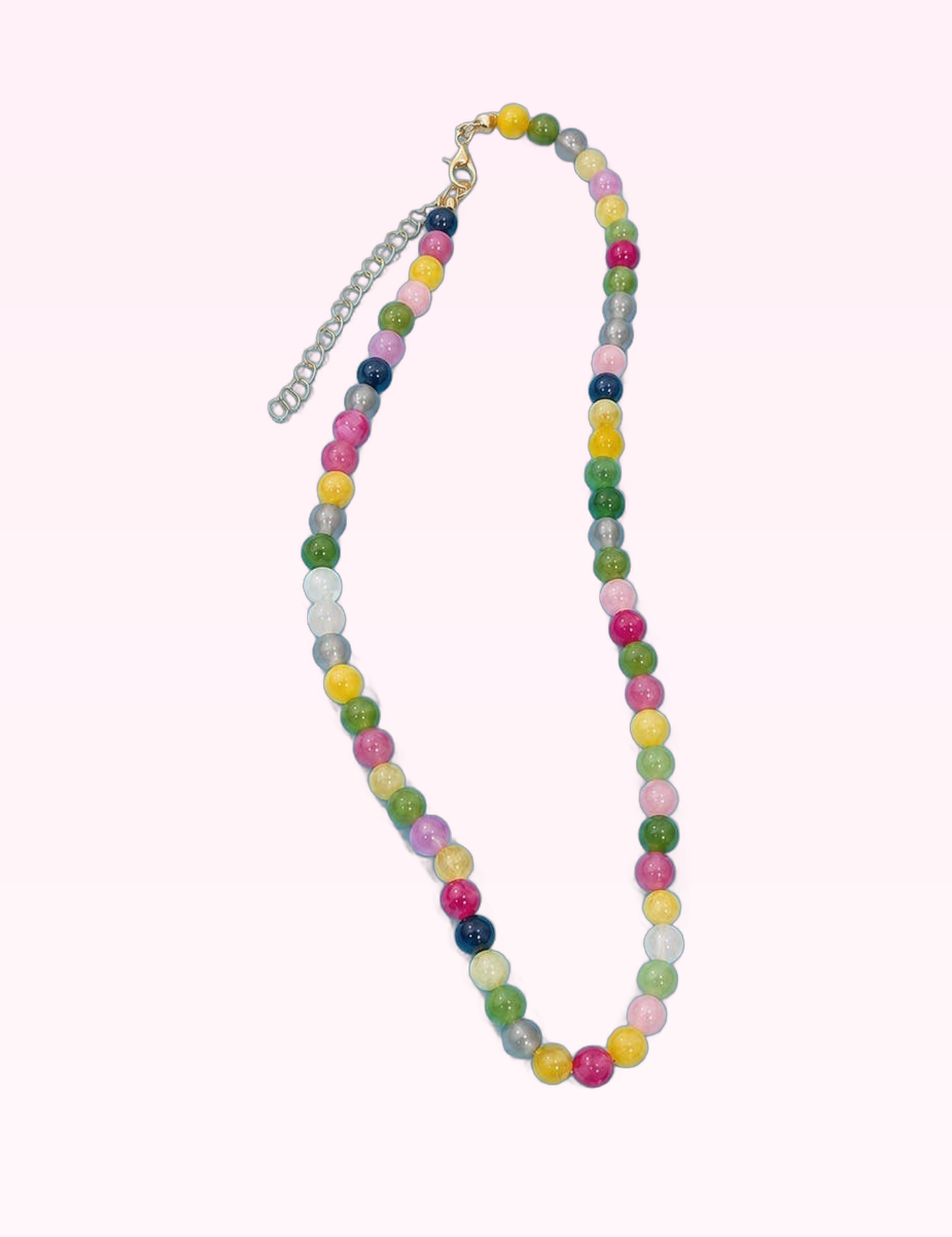 Ninety Nine Boutique super-pale pink accessory product photo: Natural Multi Color Gemstone Beaded Necklace (September 30, 2026)