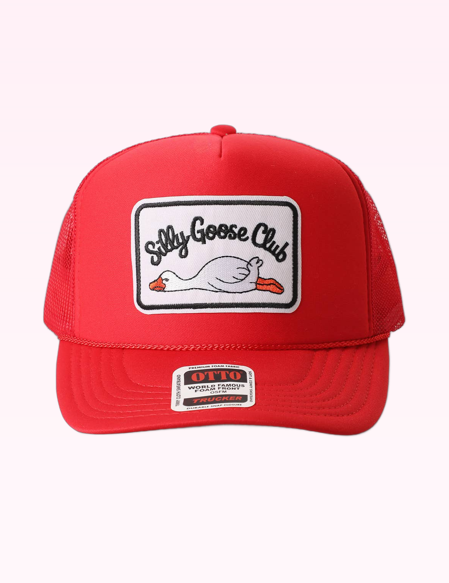 Ninety Nine Boutique super-pale pink accessory product photo: Red Silly Goose Club Hat (September 30, 2026)