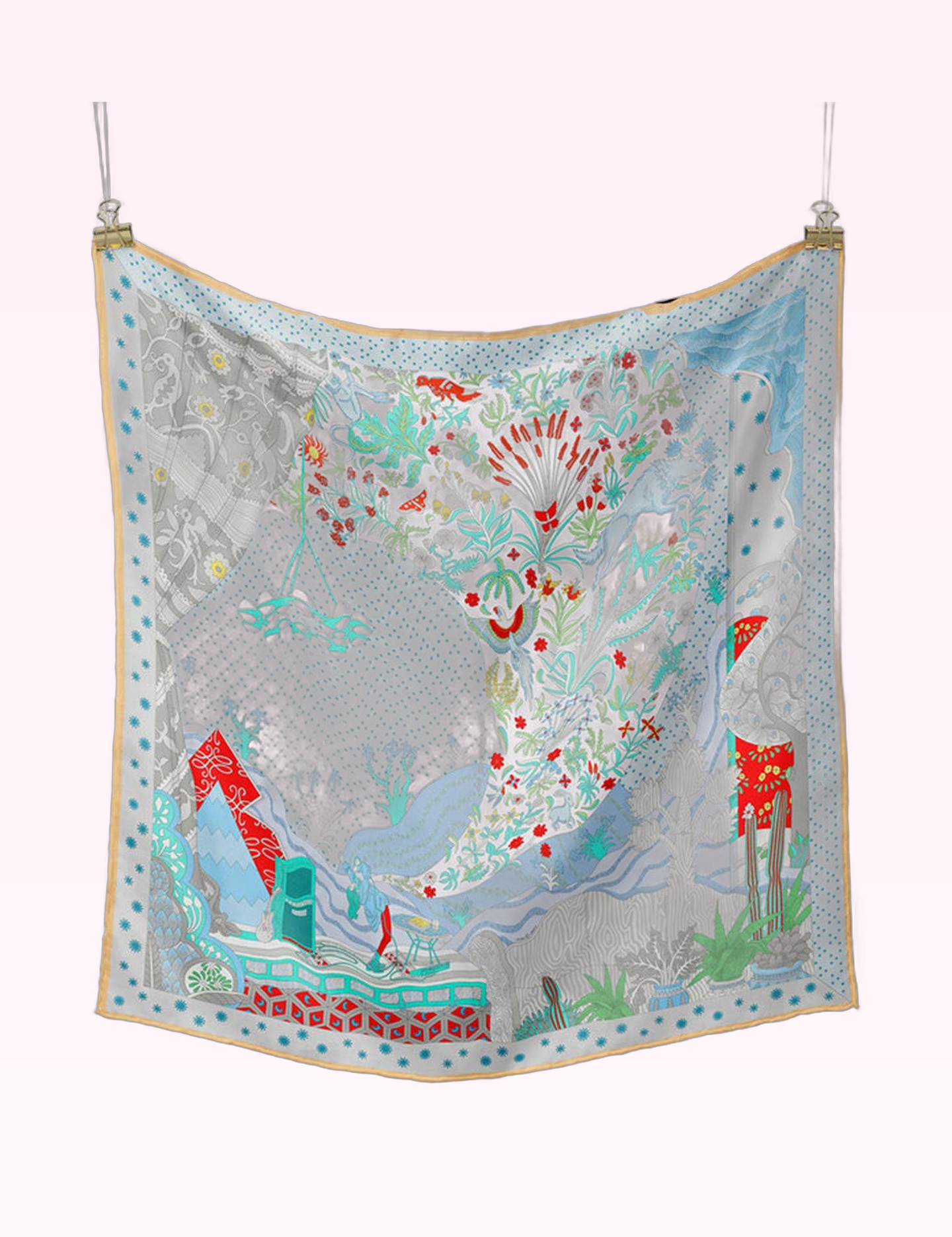 Ninety Nine Boutique super-pale pink accessory product photo: Blue Silk Feel Square Scarf (September 30, 2026)