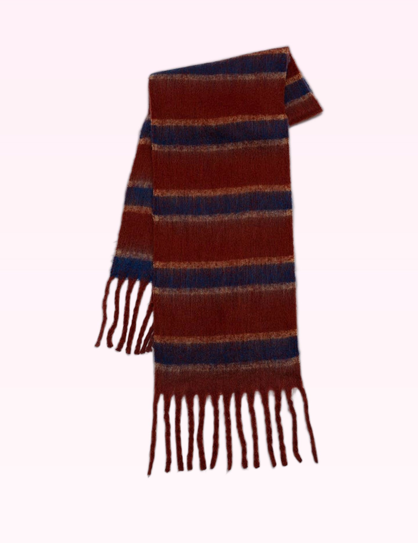 Ninety Nine Boutique super-pale pink accessory product photo: Red Retro Stripe Fleece Scarf (September 30, 2026)