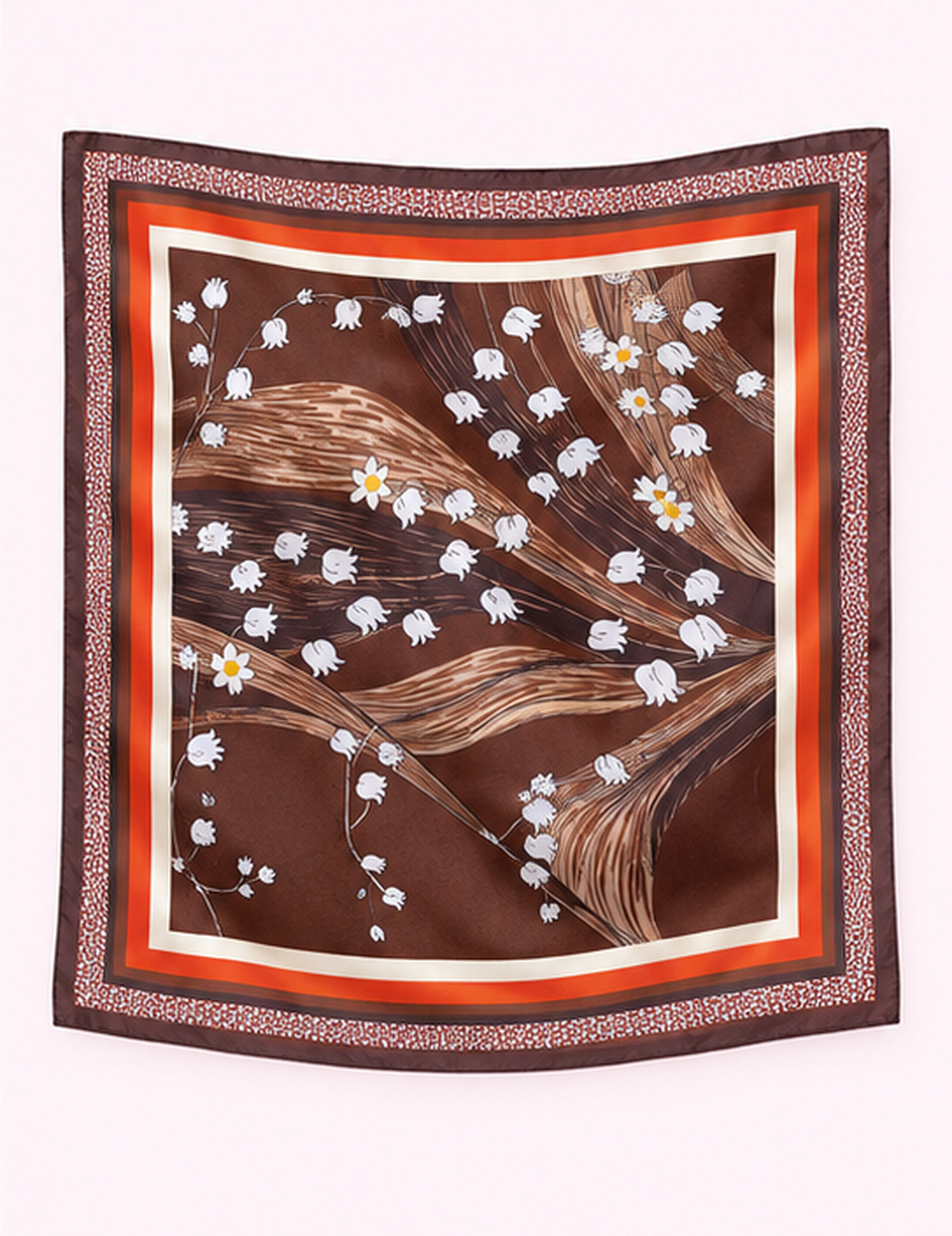 Ninety Nine Boutique super-pale pink accessory product photo: Brown Artistic Small Square Scarf (September 30, 2026)