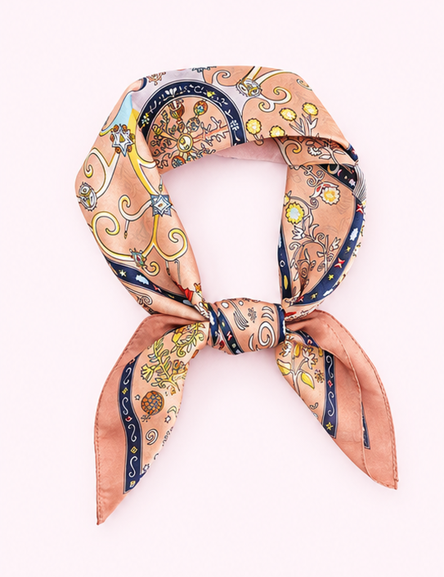 Ninety Nine Boutique super-pale pink accessory product photo: Pink Floral Summer Satin Square Scarf (September 30, 2026)