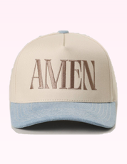 Ninety Nine Boutique super pale pink accessory photo: Blue Denim Amen Hat (2026-09-29)