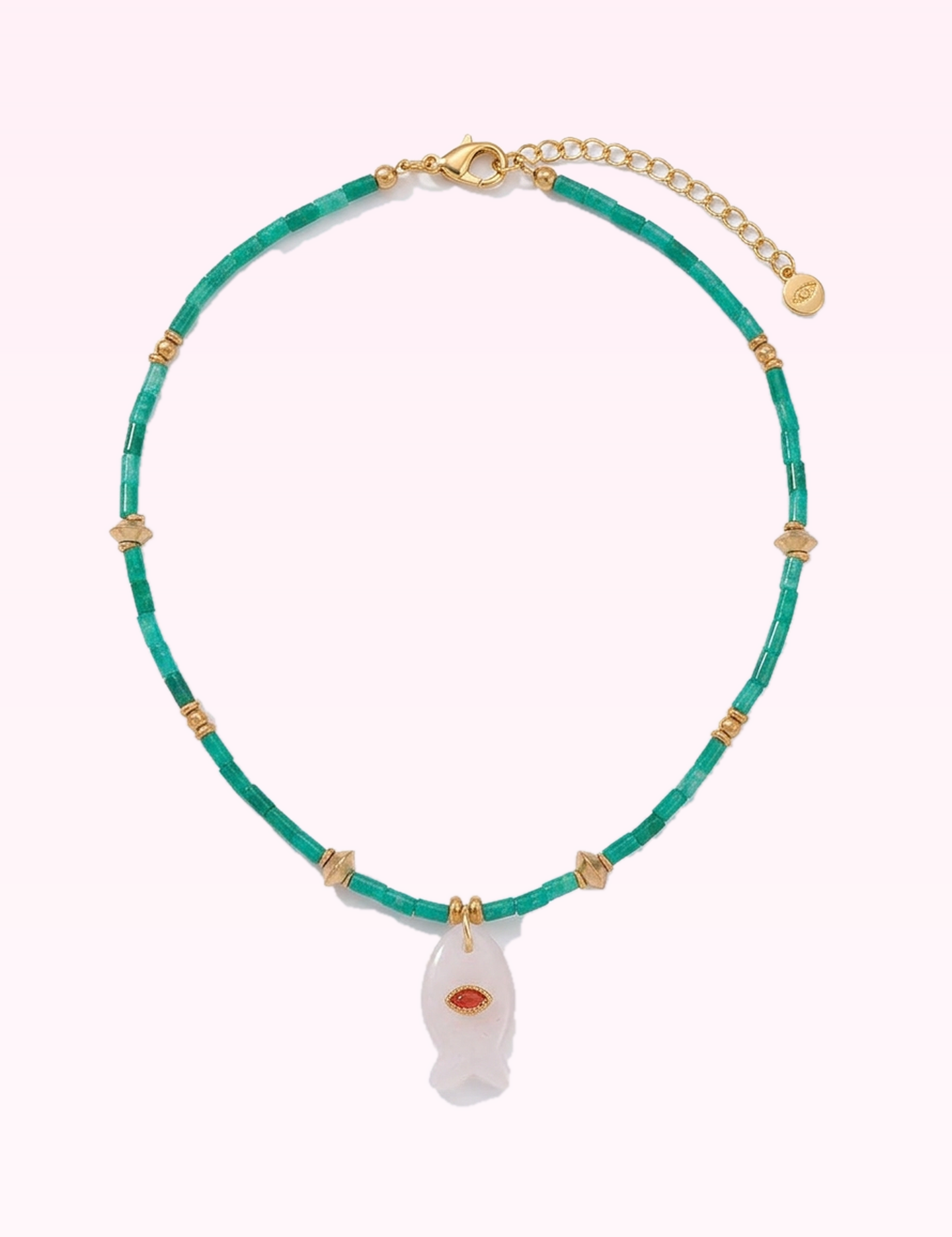 Ninety Nine Boutique super pale pink accessory photo: White Fish Necklace With Gem (2026-09-29)