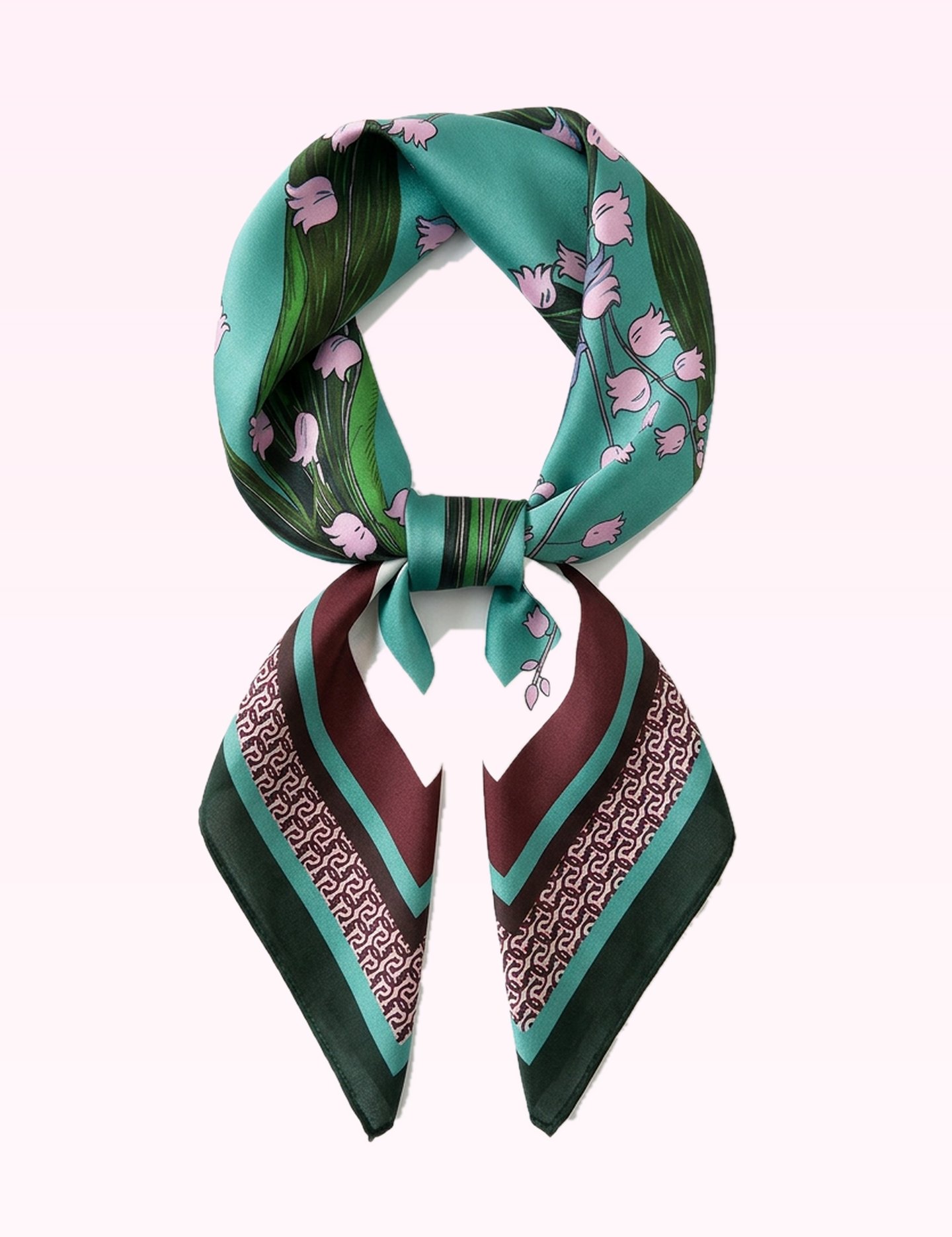 Ninety Nine Boutique super pale pink accessory photo: Green Artistic Small Square Scarf (2026-09-29)