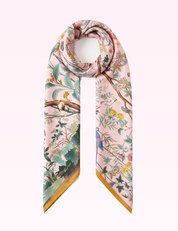 Ninety Nine Boutique super pale pink accessory photo: Pink Jungle Birds Twill Silk Sun Scarf (2026-09-29)