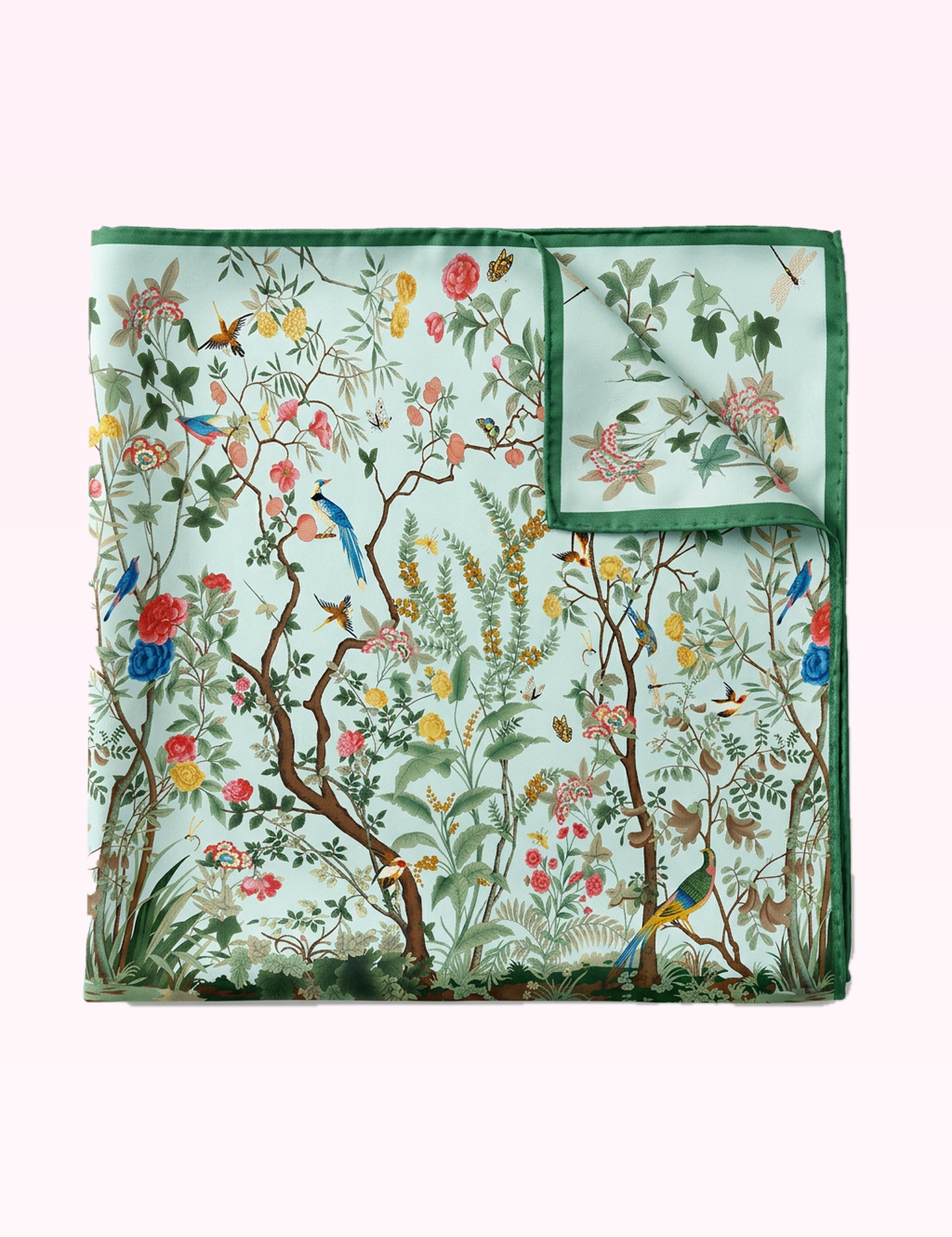 Ninety Nine Boutique super pale pink accessory photo: Blue Jungle Birds Twill Silk Sun Scarf (2026-09-29)