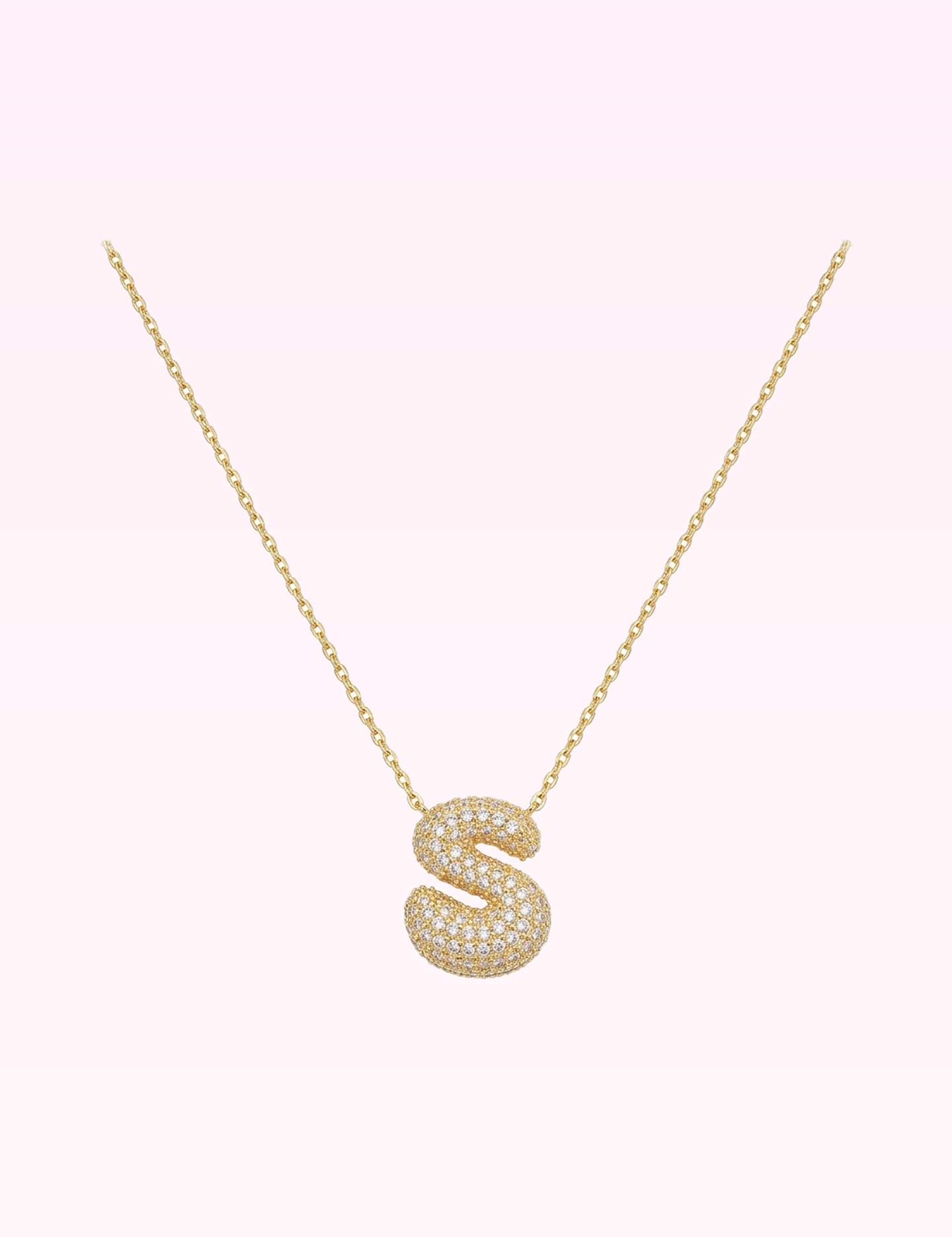 Ninety Nine Boutique super pale pink accessory photo: Crystal Bubble Initial Necklace: S (2026-09-29)