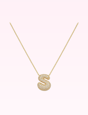Ninety Nine Boutique super pale pink accessory photo: Crystal Bubble Initial Necklace: S (2026-09-29)