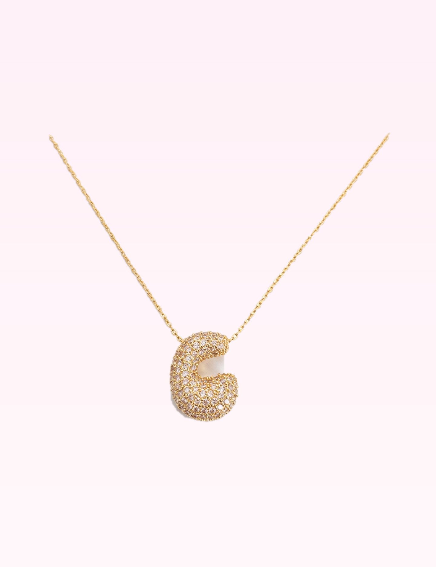 Ninety Nine Boutique super pale pink accessory photo: Crystal Bubble Initial Necklace: C (2026-09-29)