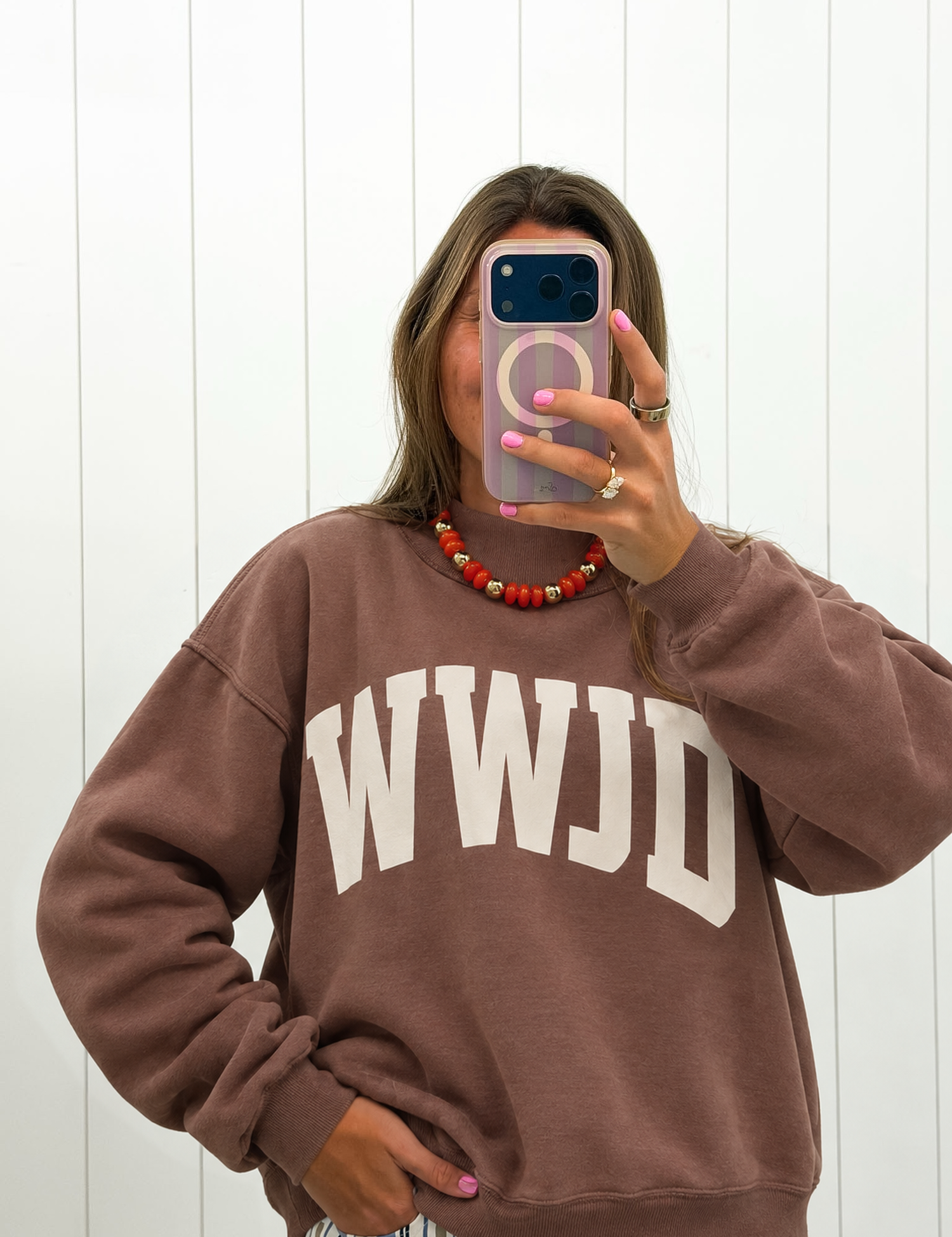 Brown 'WWJD & AMEN' Reversible Mock Neck