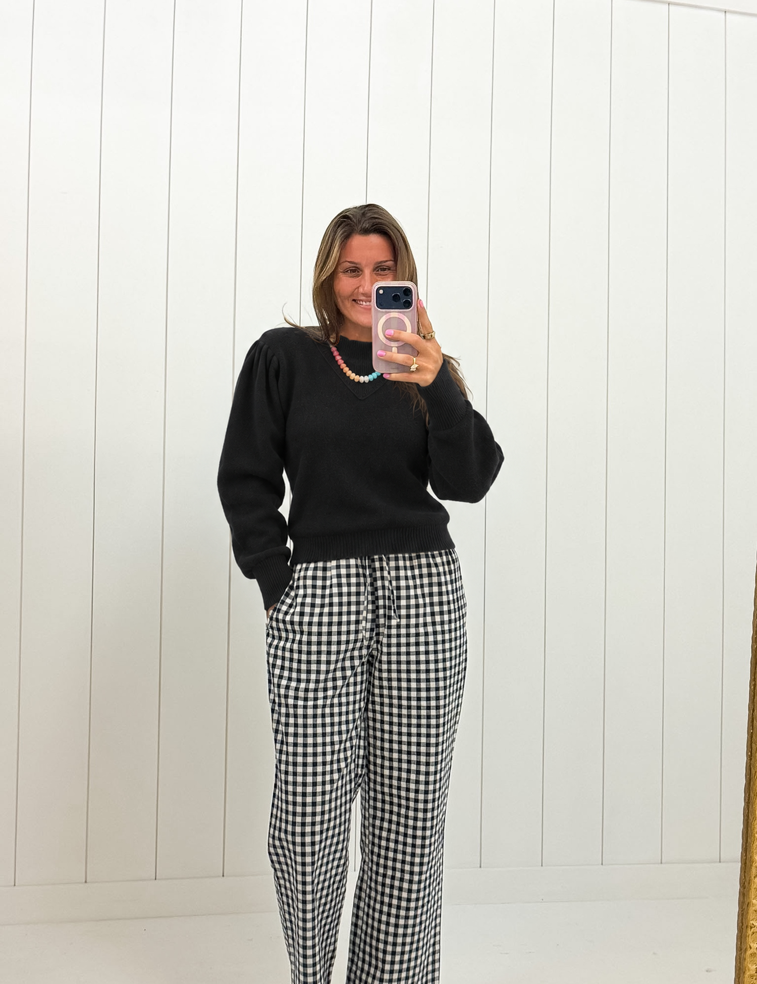 Black Mock Neck Puff Sleeve Sweater