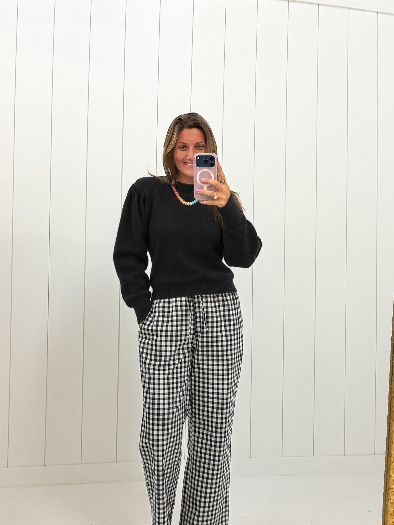 Black Mock Neck Puff Sleeve Sweater