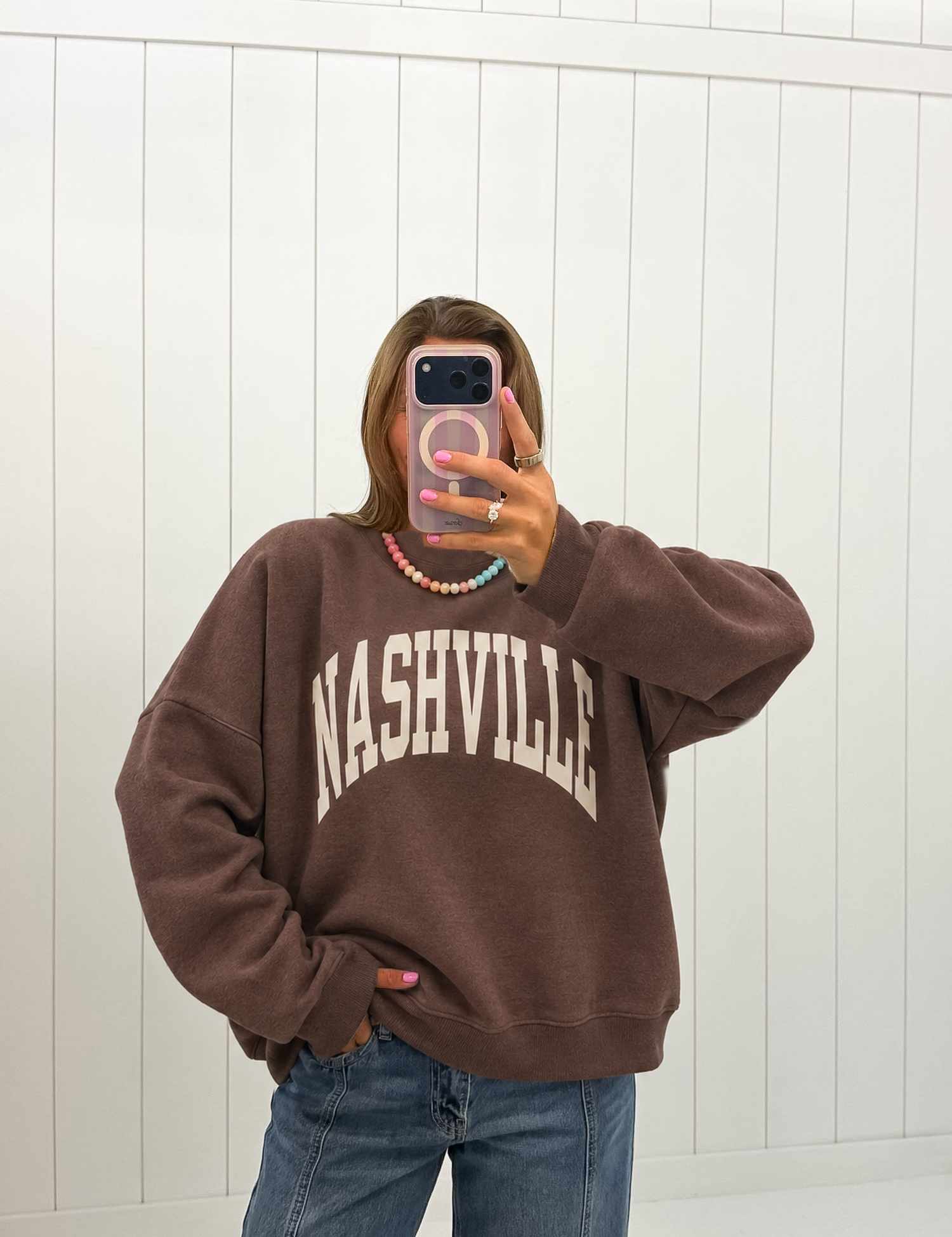 Brown Nashville & Broadway Mockneck