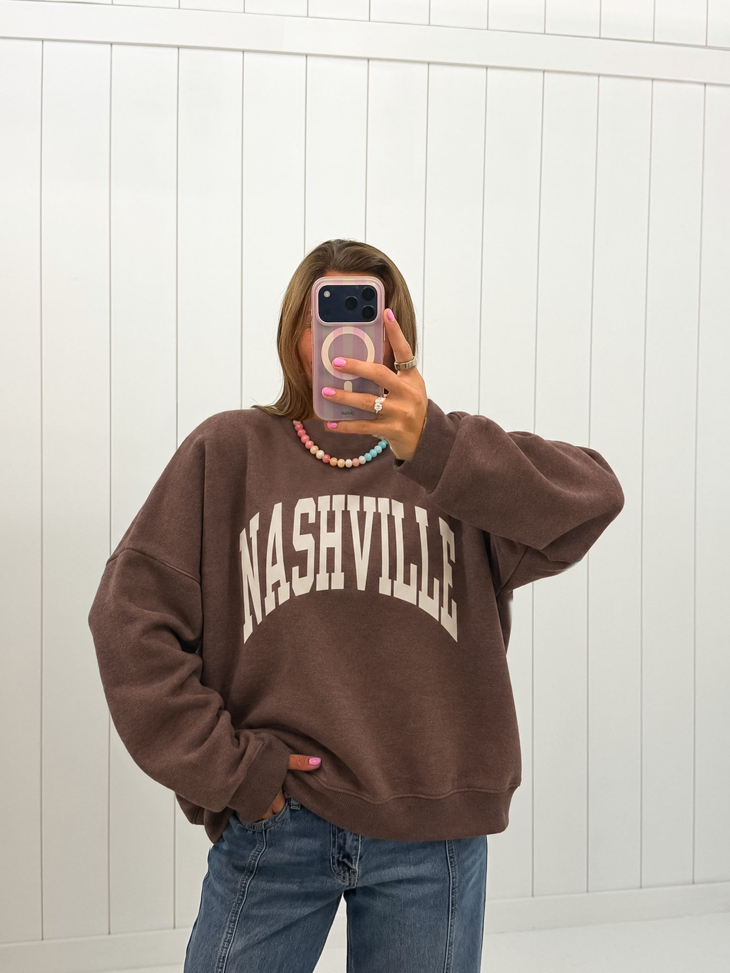 Brown Nashville & Broadway Mockneck