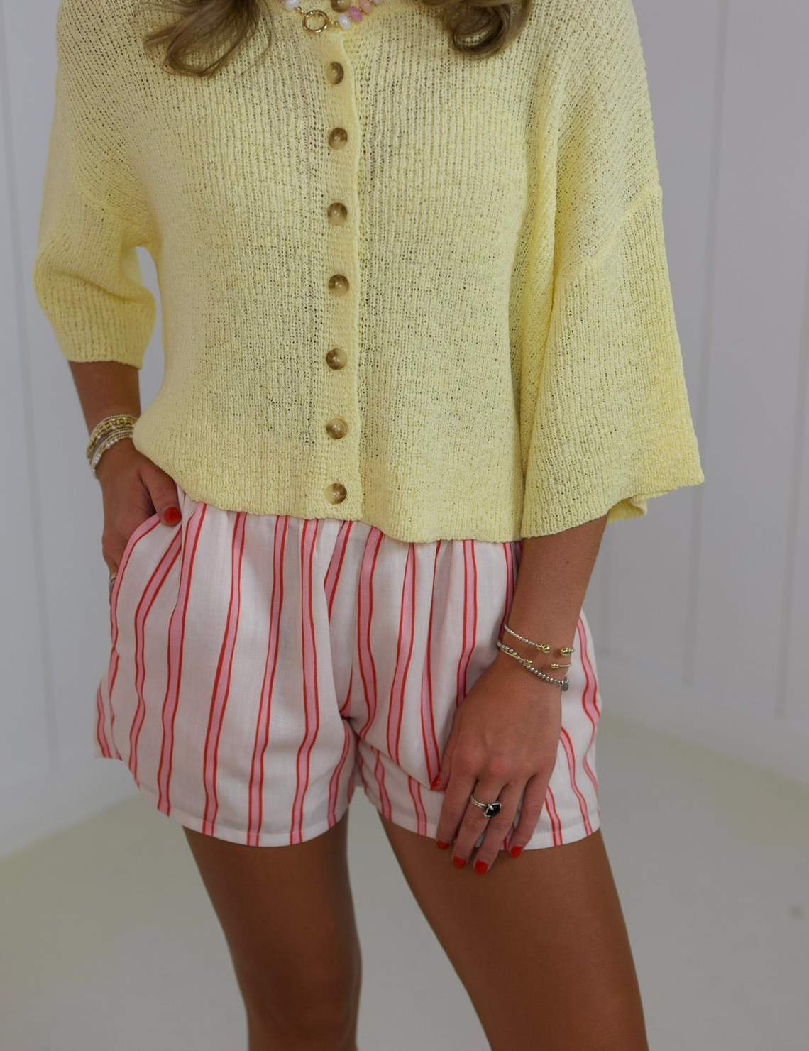 Pink & White Stripe Shorts