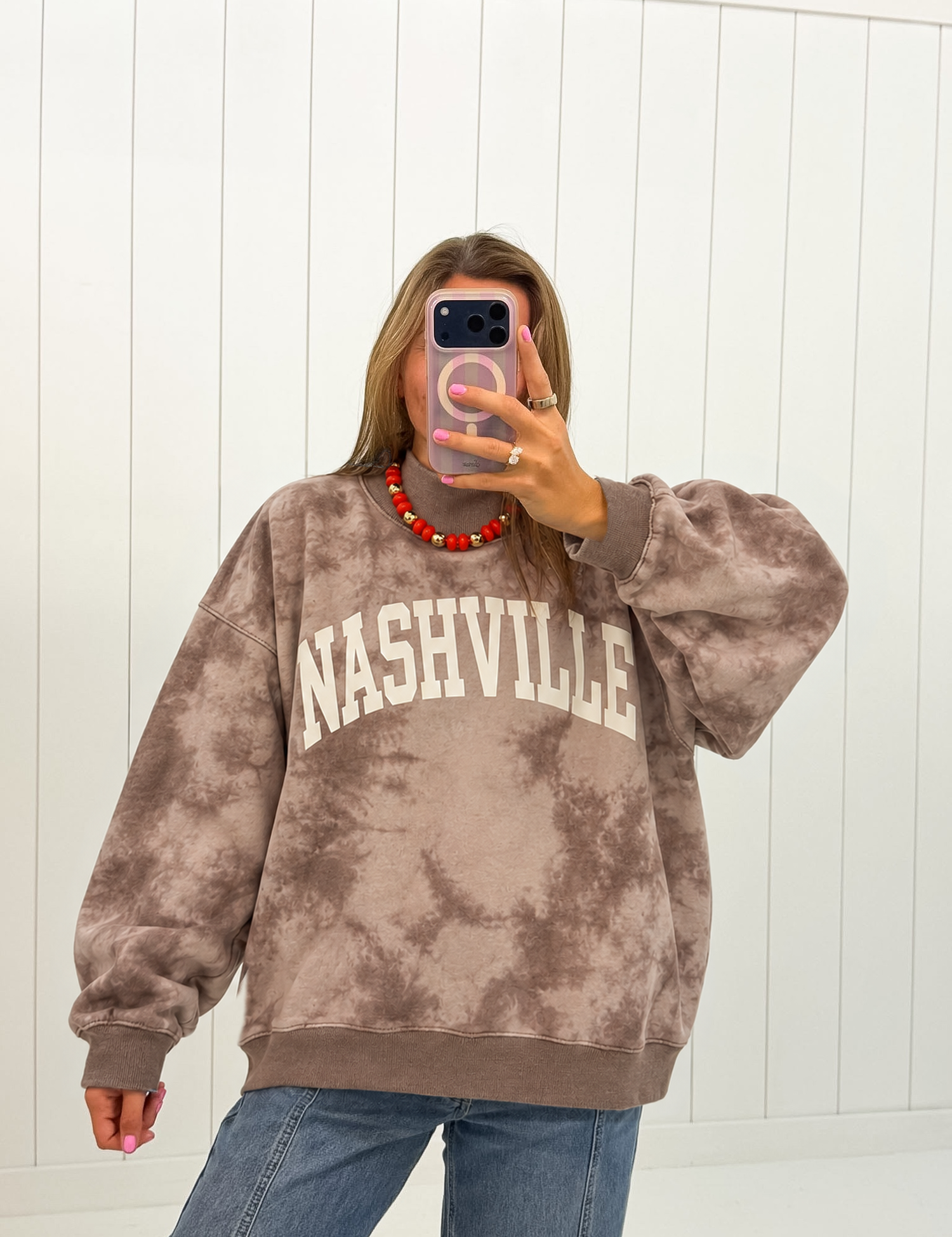 Brown Nashville Tie Dye Mockneck