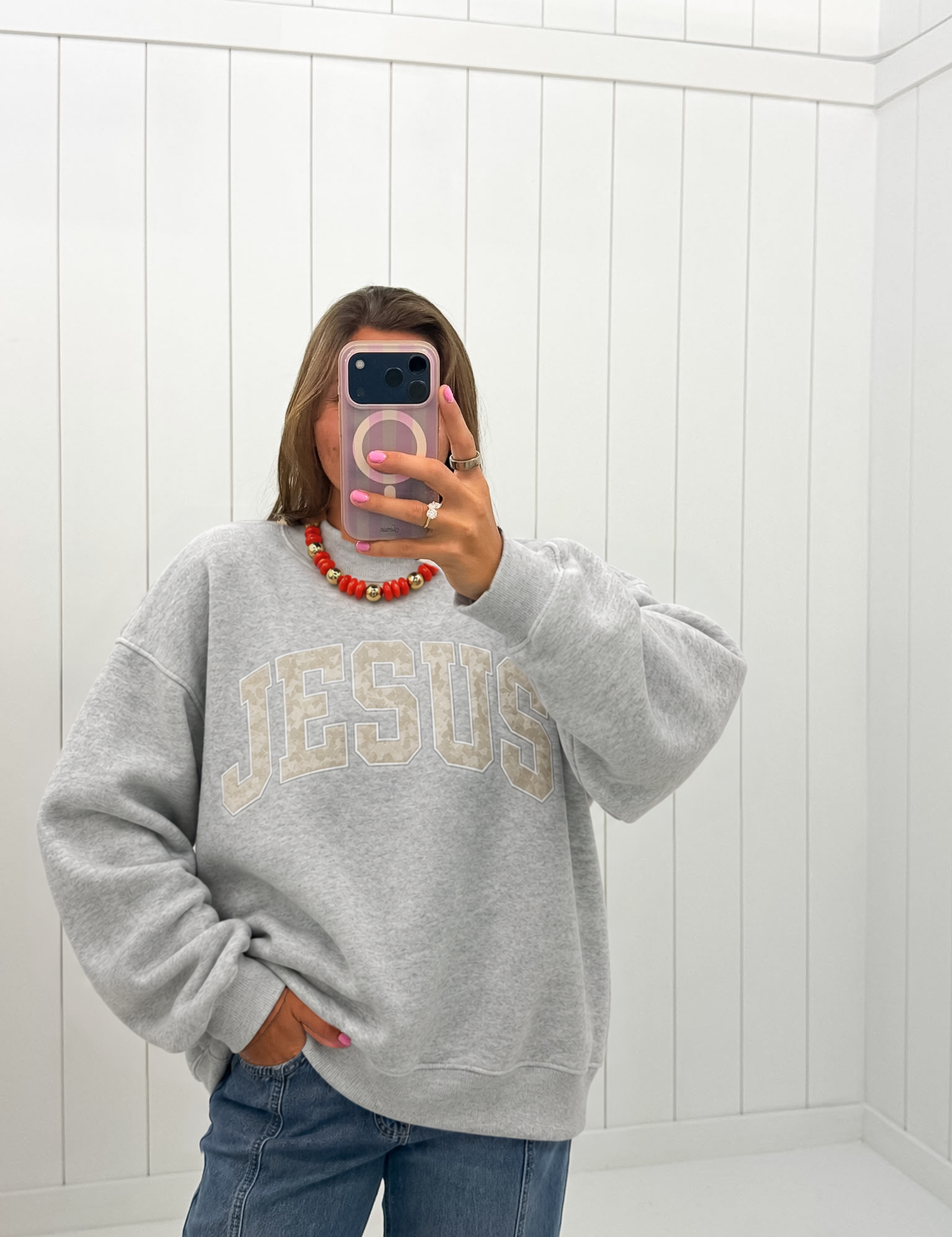 Grey Jesus Camo Mockneck