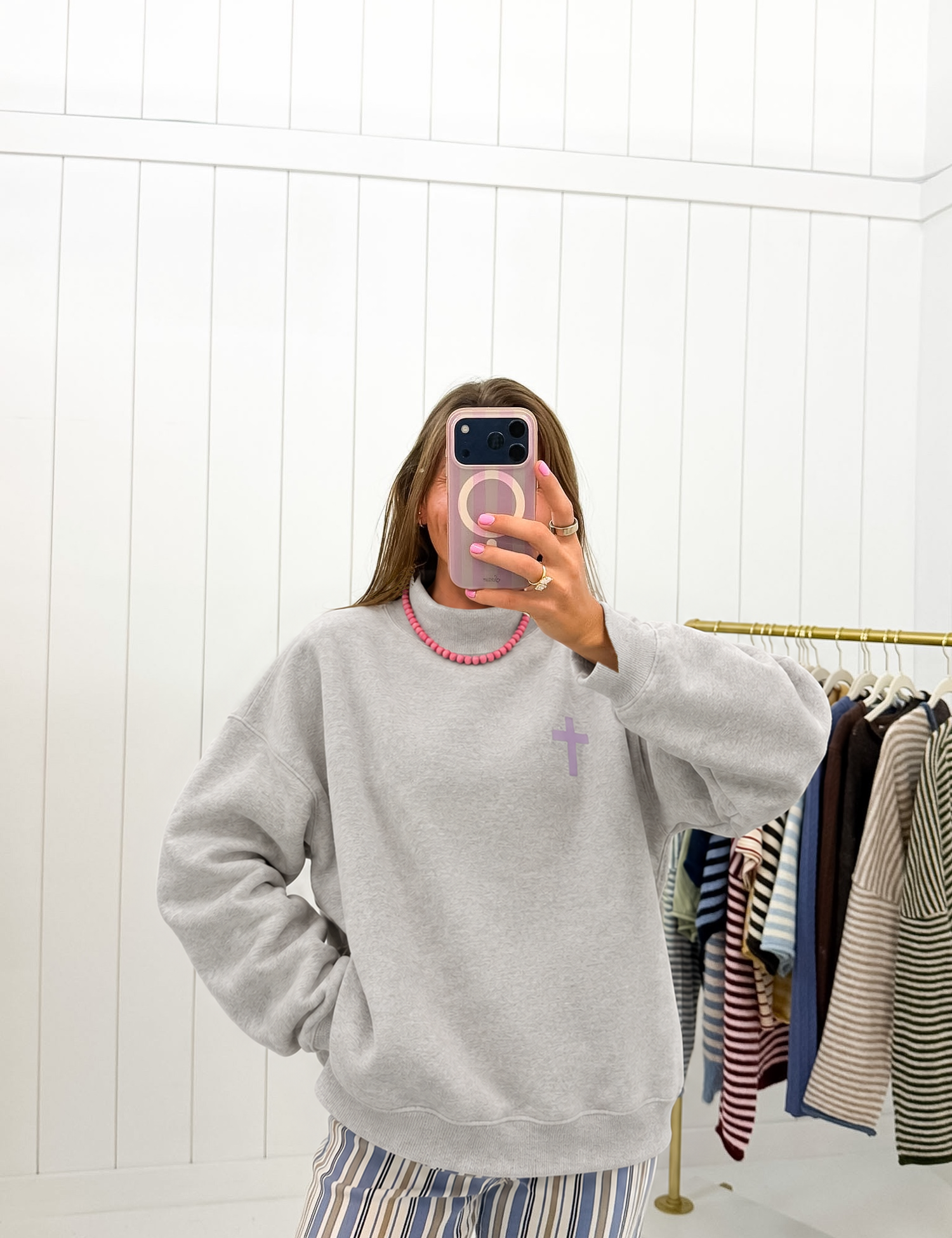 Lavender Cross & Jesus Saves Reversible Mockneck