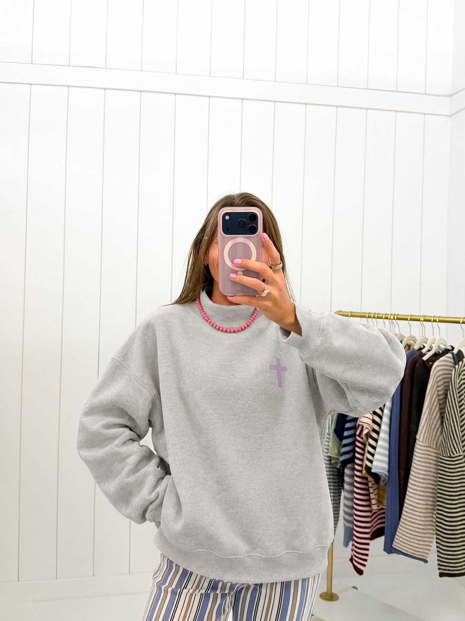 Lavender Cross & Jesus Saves Reversible Mockneck