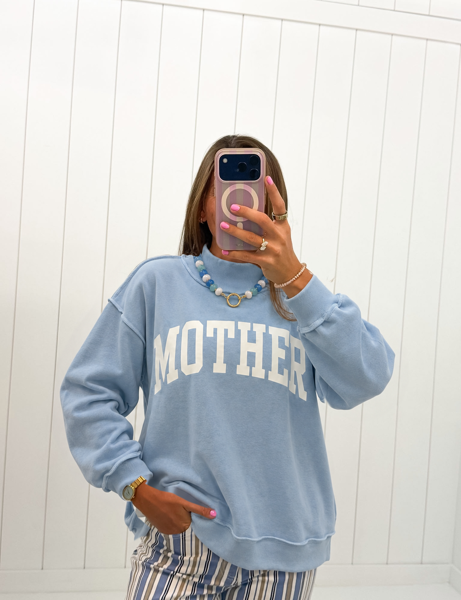 Blue Mother Reversible Mock Neck