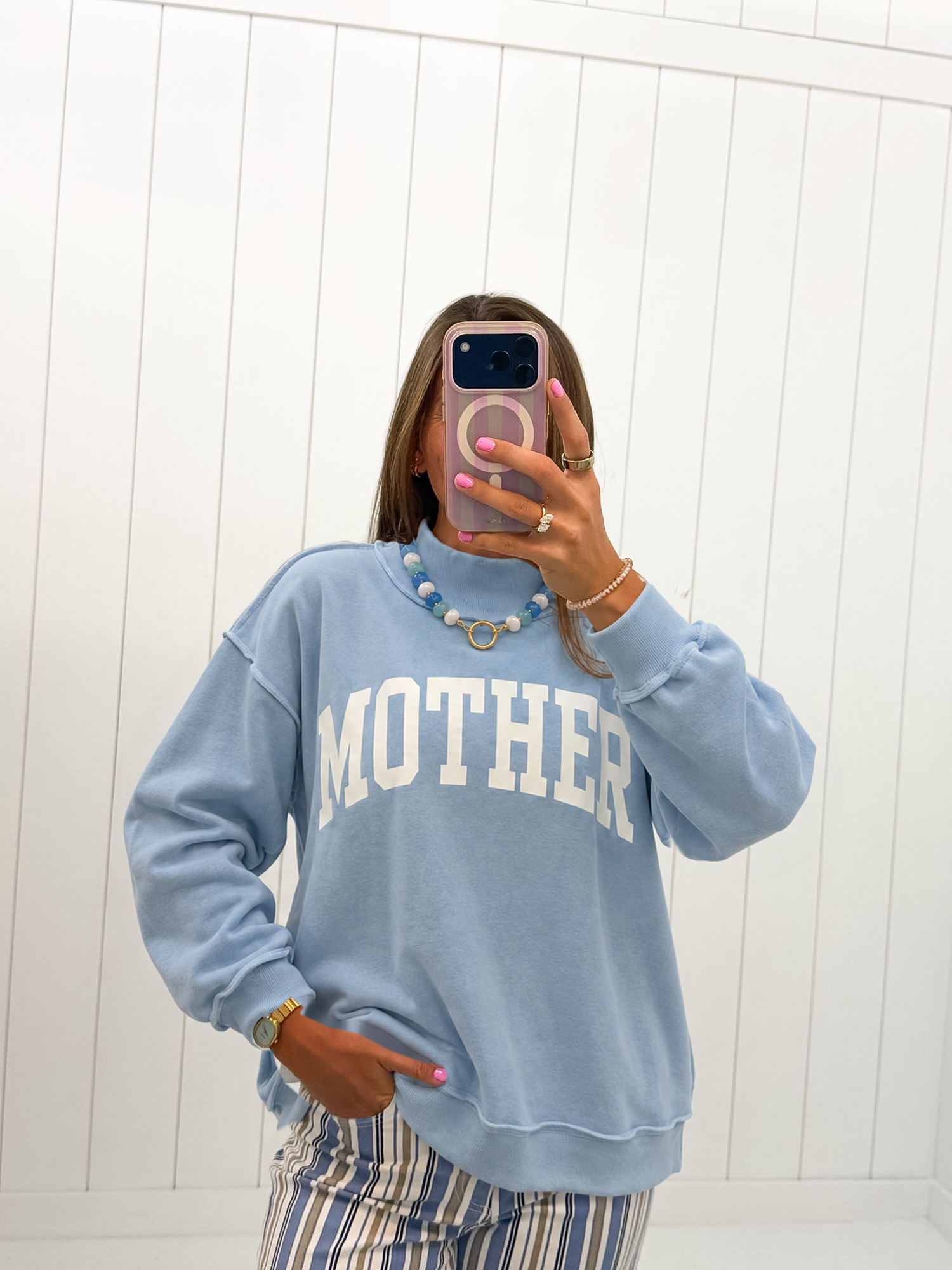 Blue Mother Reversible Mock Neck