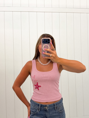 Pink Starfish Beaded Tank