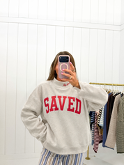 Gray Saved Mockneck Sweatshirt