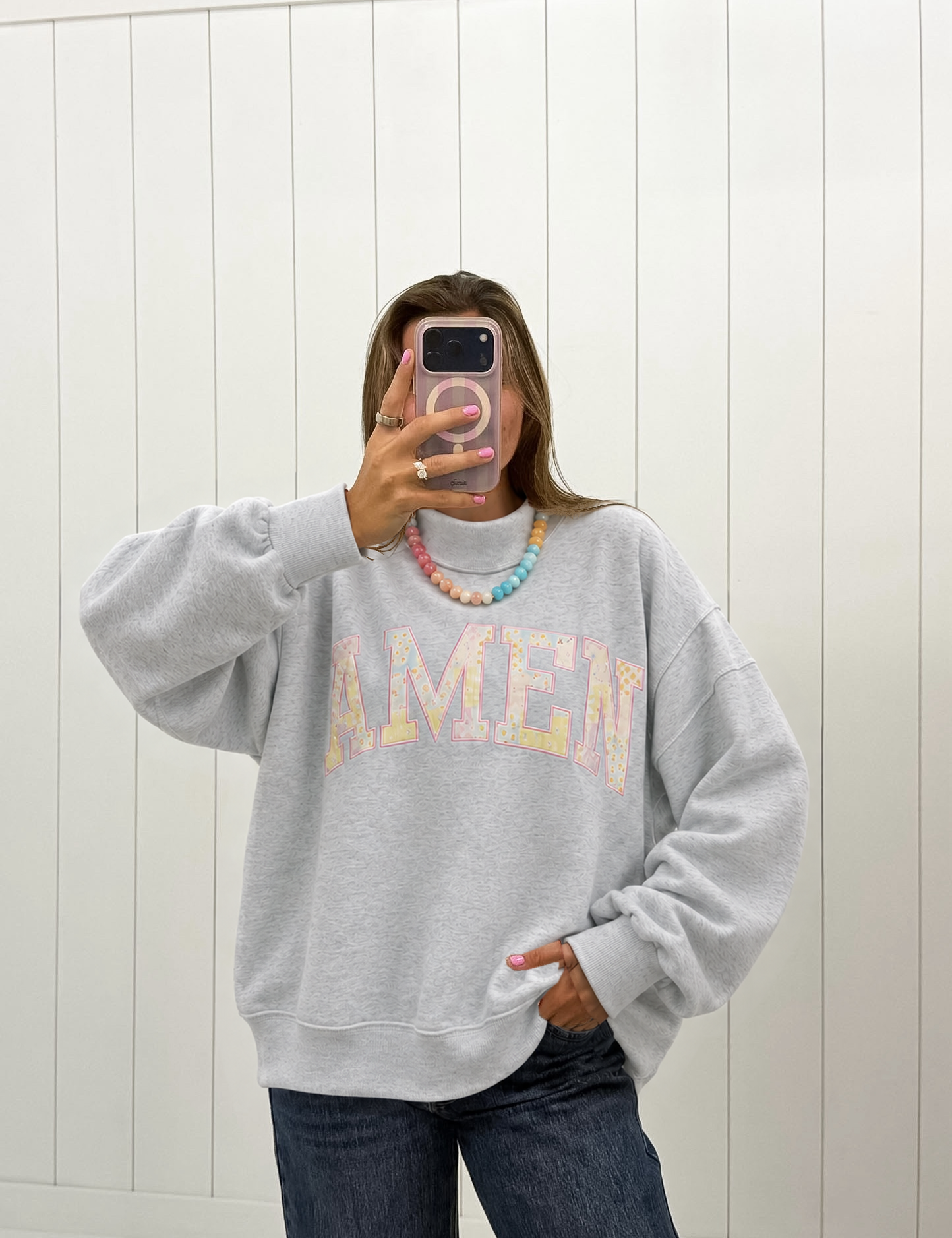 AMEN Patchwork Mock Neck