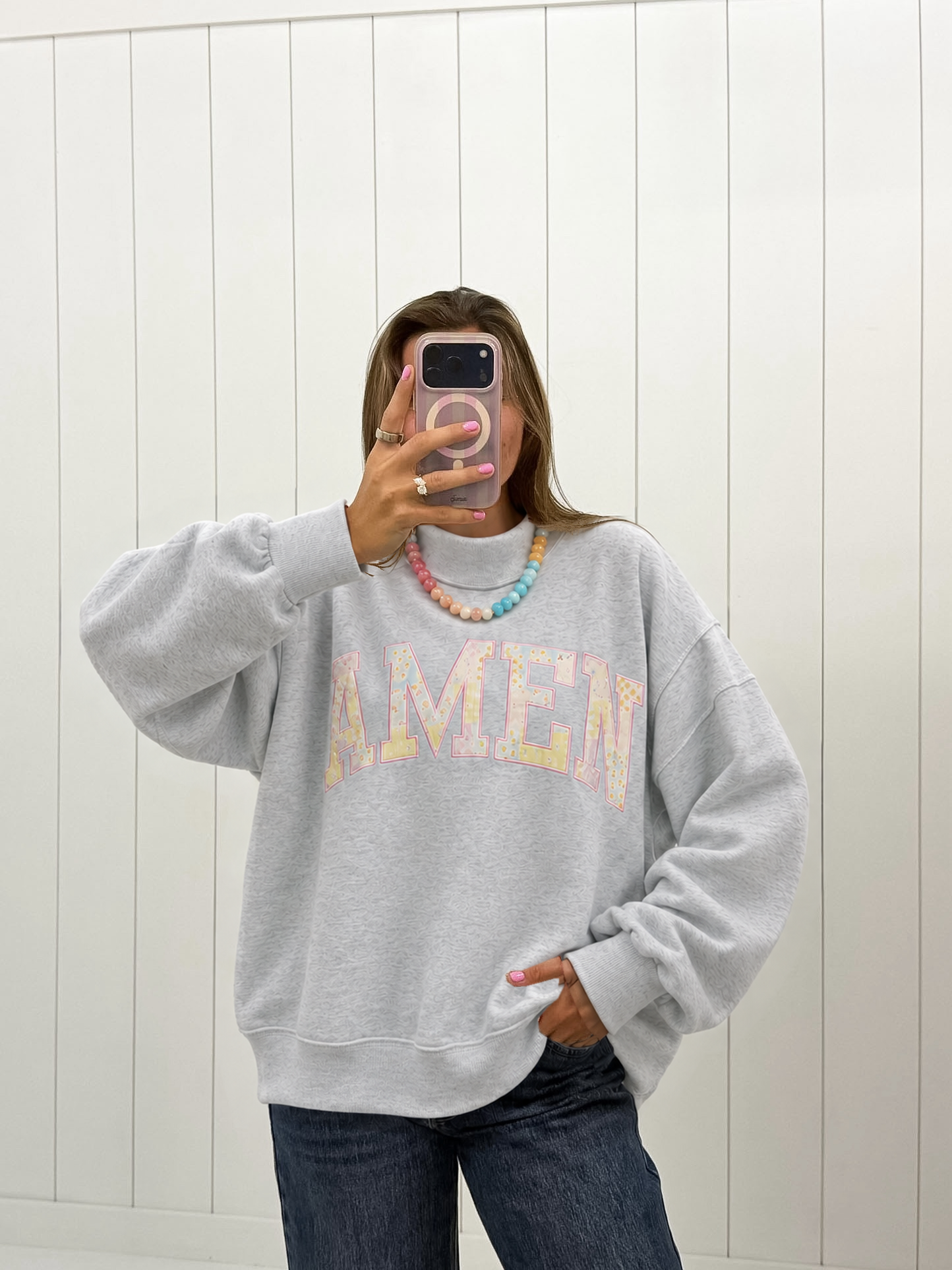 AMEN Patchwork Mock Neck