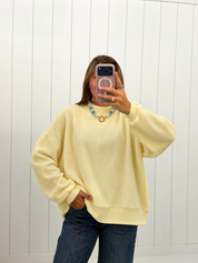Yellow Mock Neck Ribbed Sweatshirt