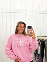 Embroidered "Faith" Mock Neck