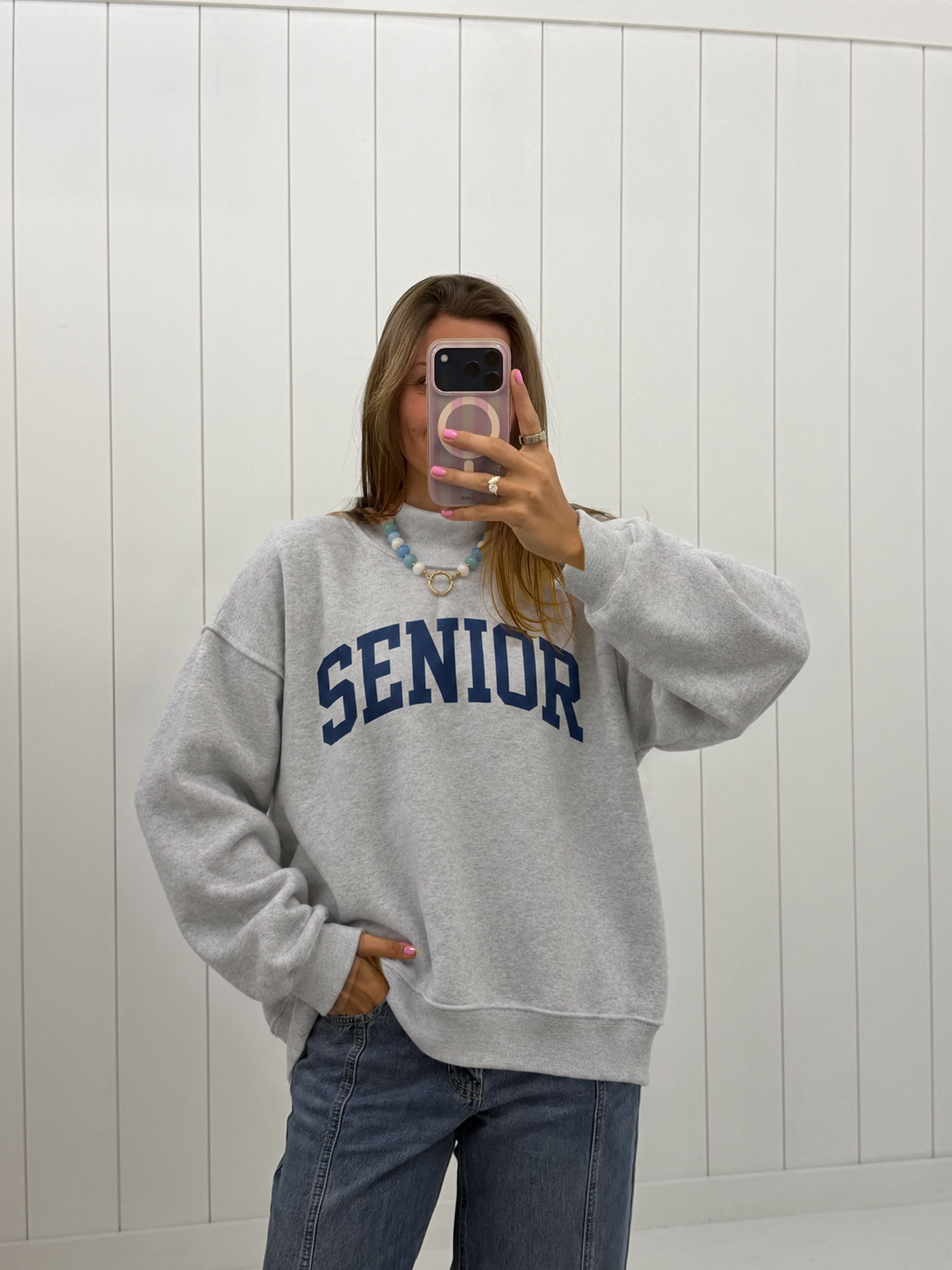 Gray Senior Mockneck Sweatshirt