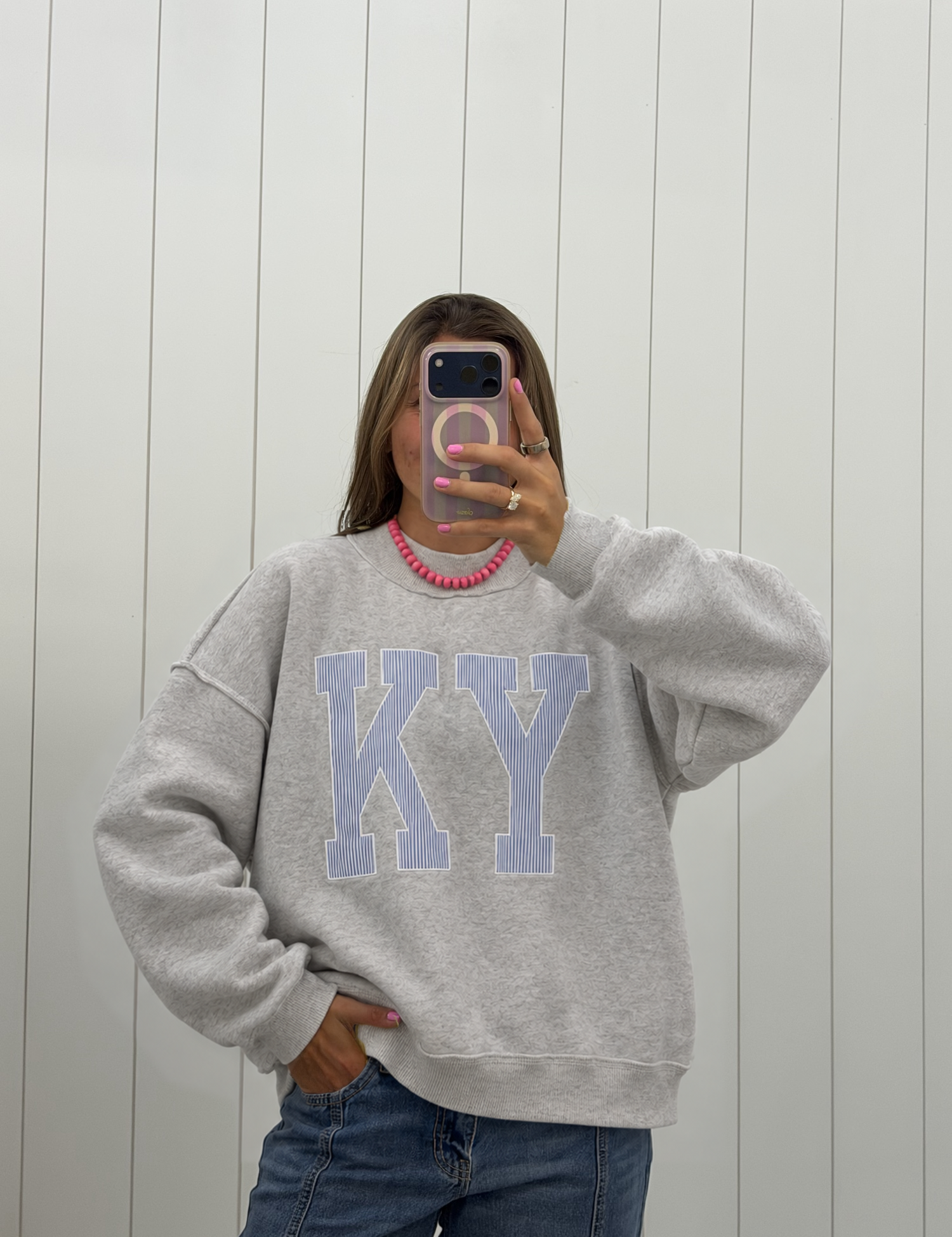 Gray KY Stripe Mockneck