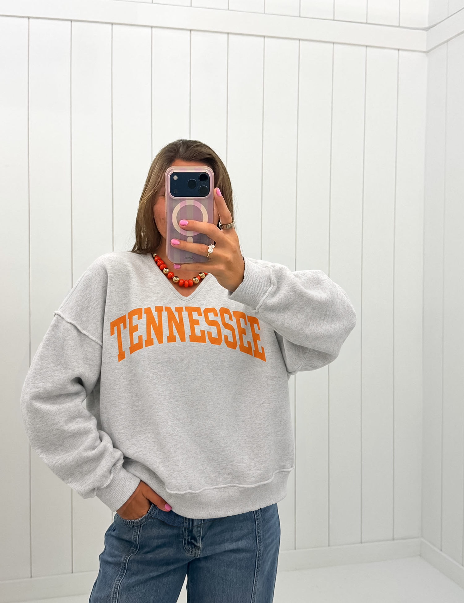 Gray Tennessee Split-Neck Sweatshirt