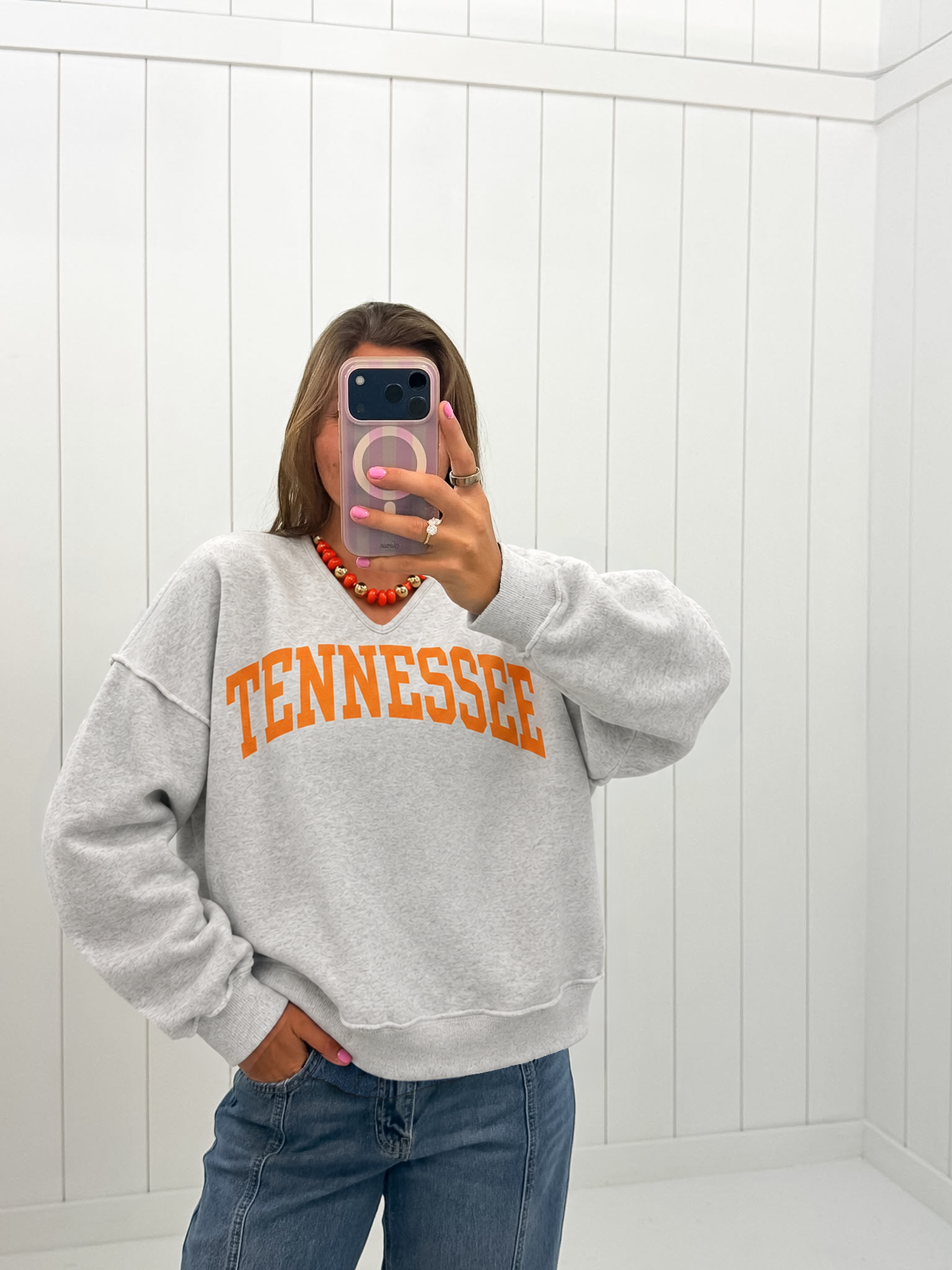 Gray Tennessee Split-Neck Sweatshirt