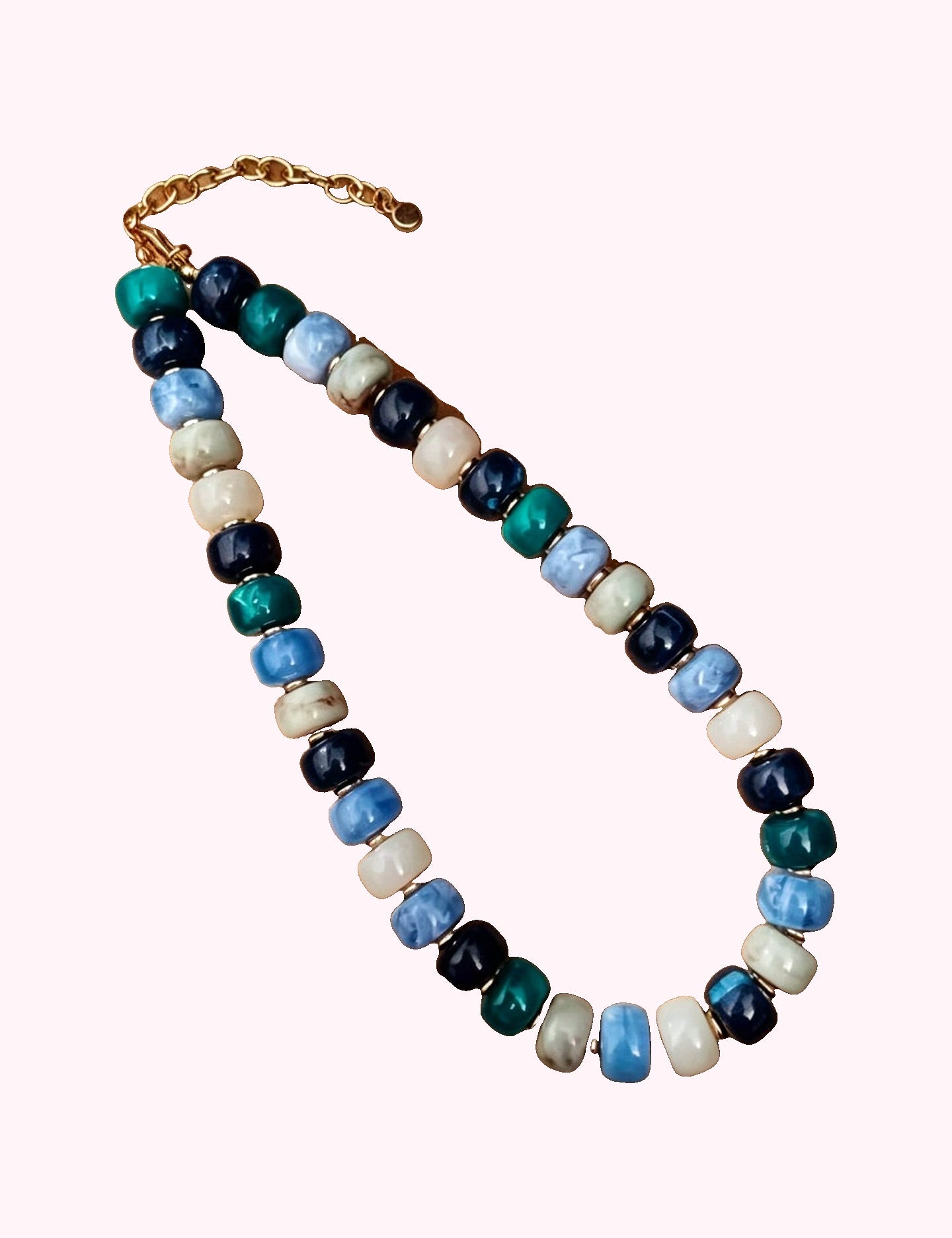 Blue Flat Bead Necklace